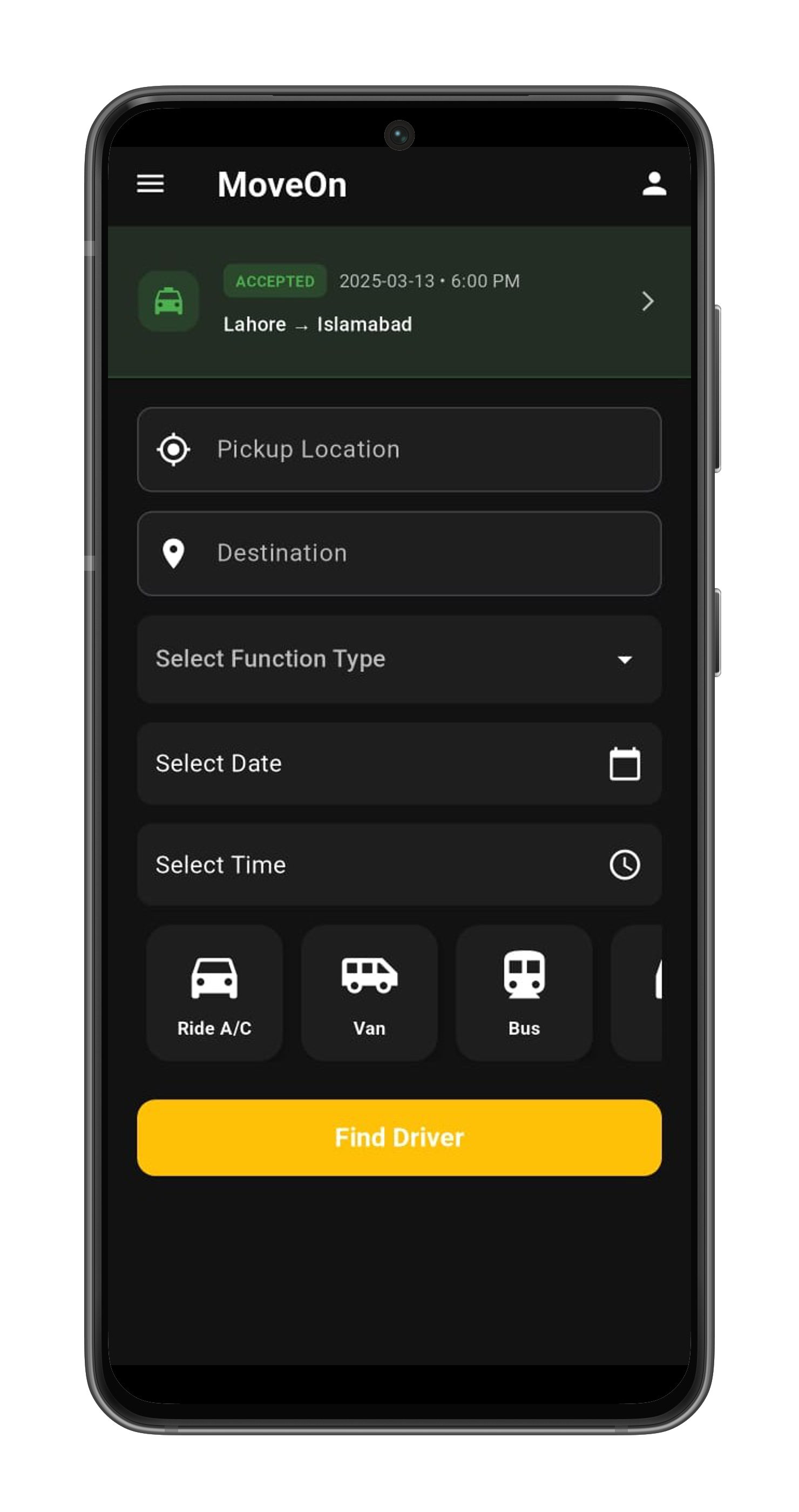 MoveOn App Interface